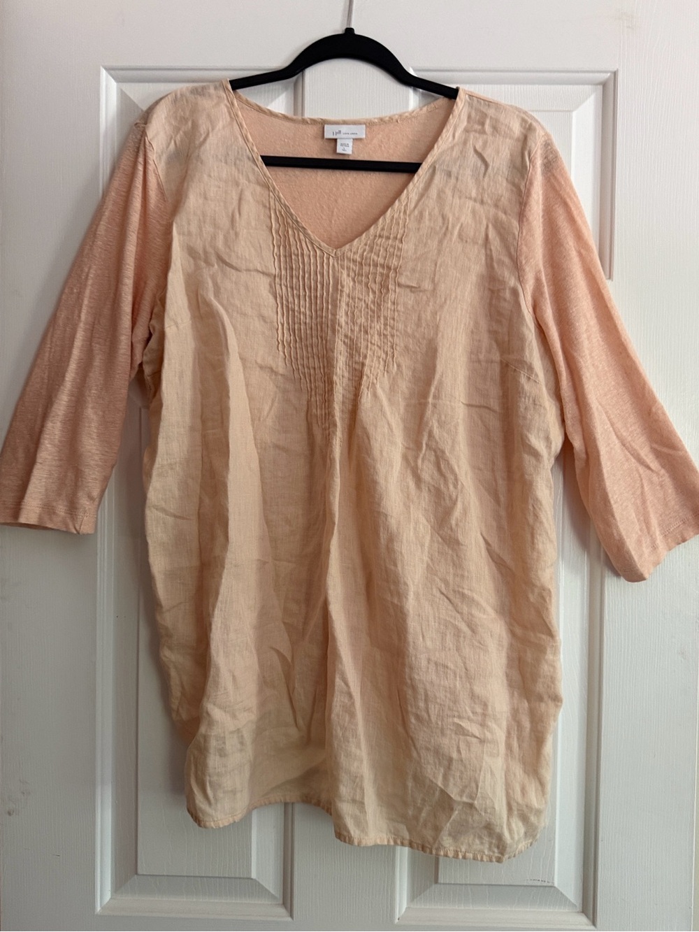 J. Jill Love Linen size L TALL V-neck boho flowy breathable 100% linen 3/4 sleev